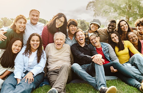 Group of people outside taking a picture together