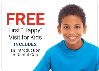callout that says 'Free First Happy visit for kids'