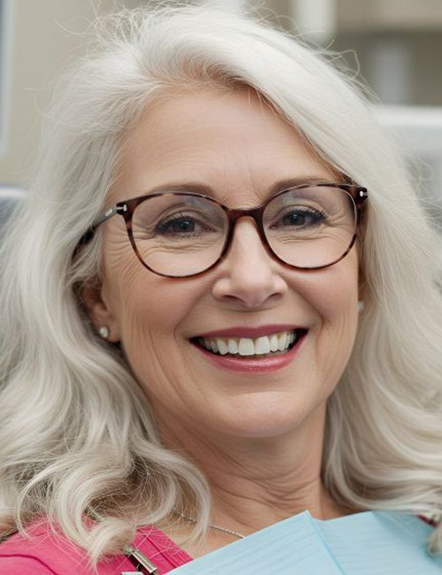 Happy, smiling woman in dental treatment chair